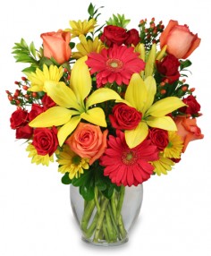 Bring On The Happy Vase of Flowers in Harvey, ND | PERFECT PETALS